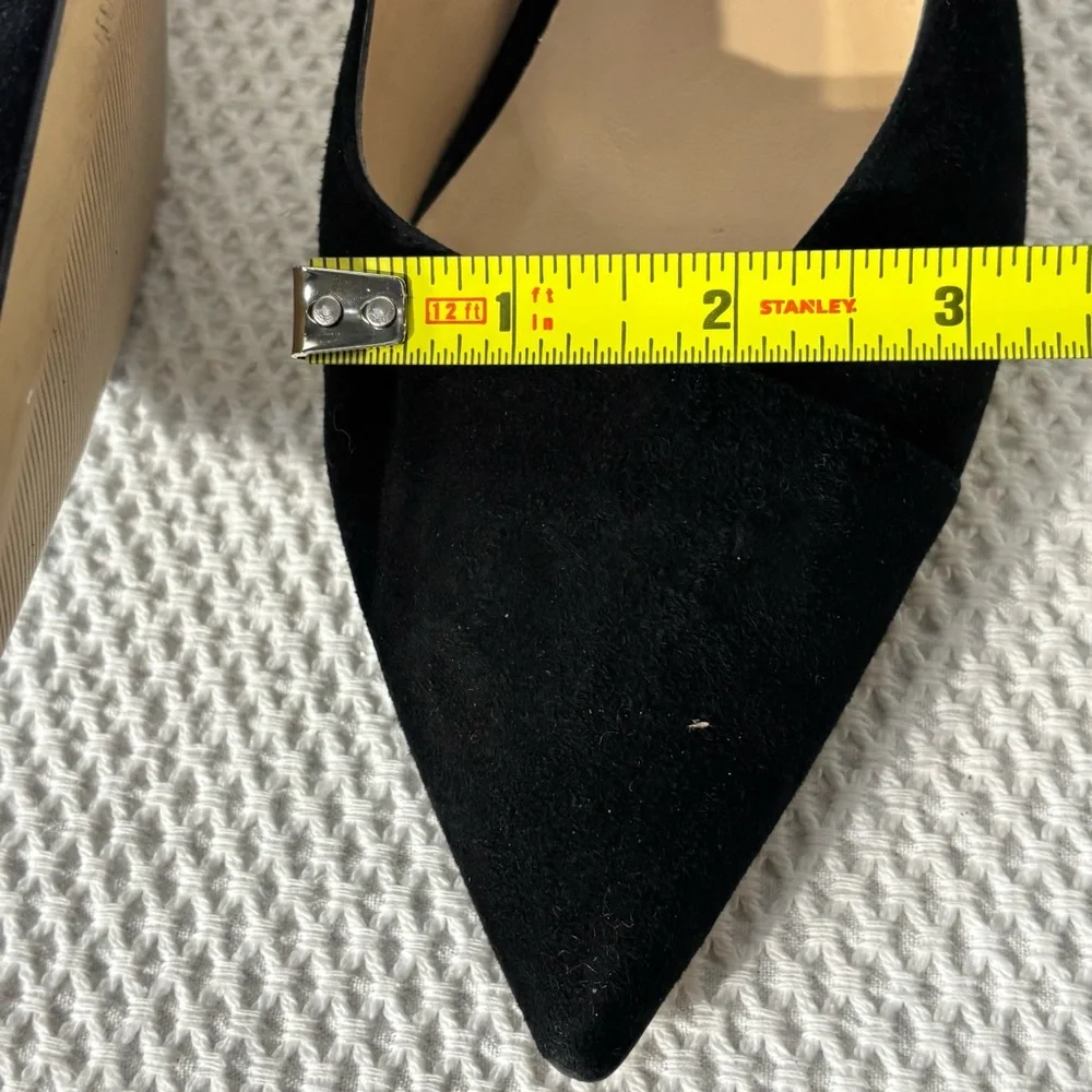 Stuart Weitzman Sz 39.5 Black Suede Low Block Heel Pumps Pointy Toe - Picture 7 of 9